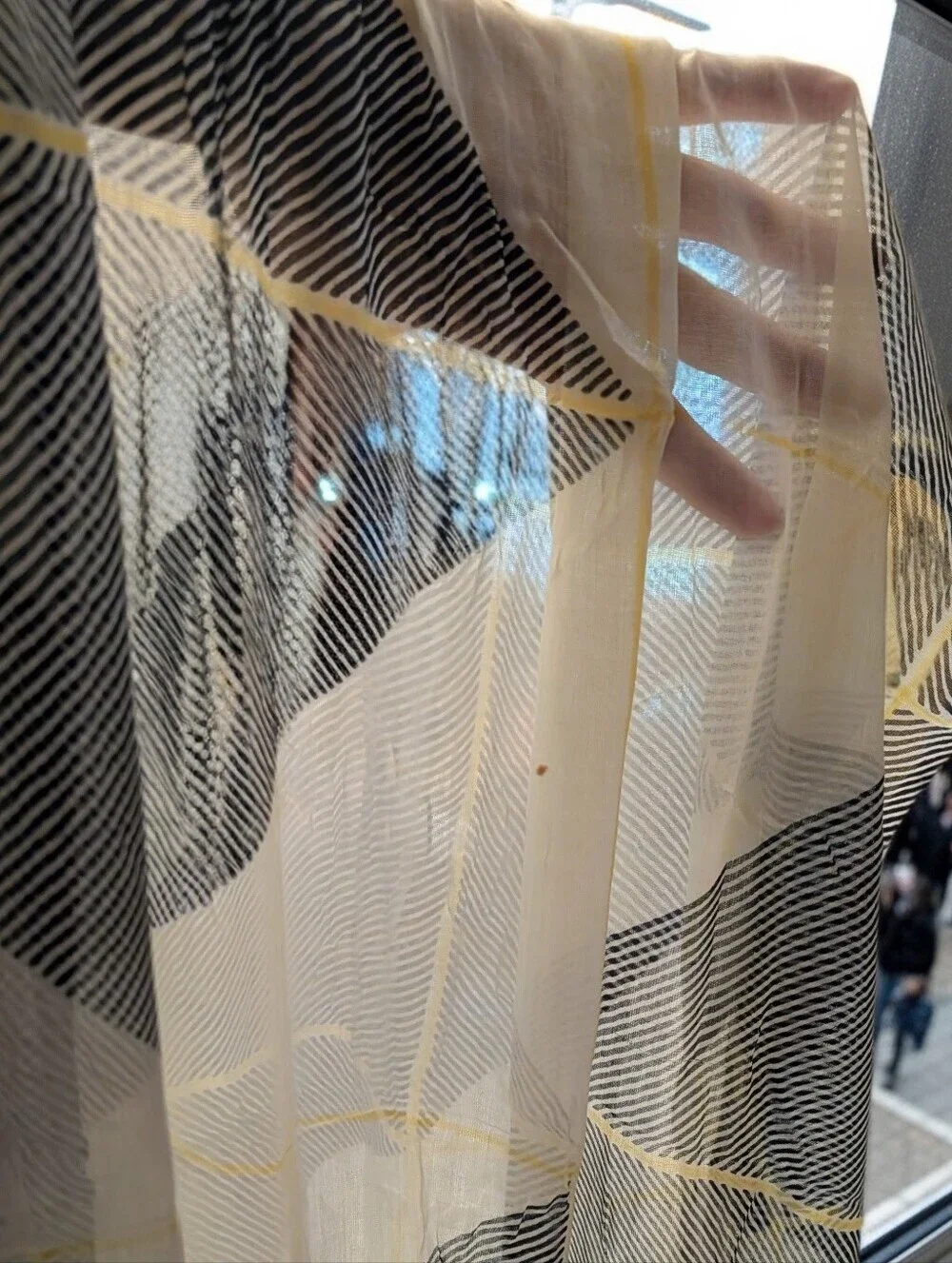 UNMADE Copenhagen 2016 Luxury Brushed Cotton Silk Shawl Wrap Gray Yellow 44